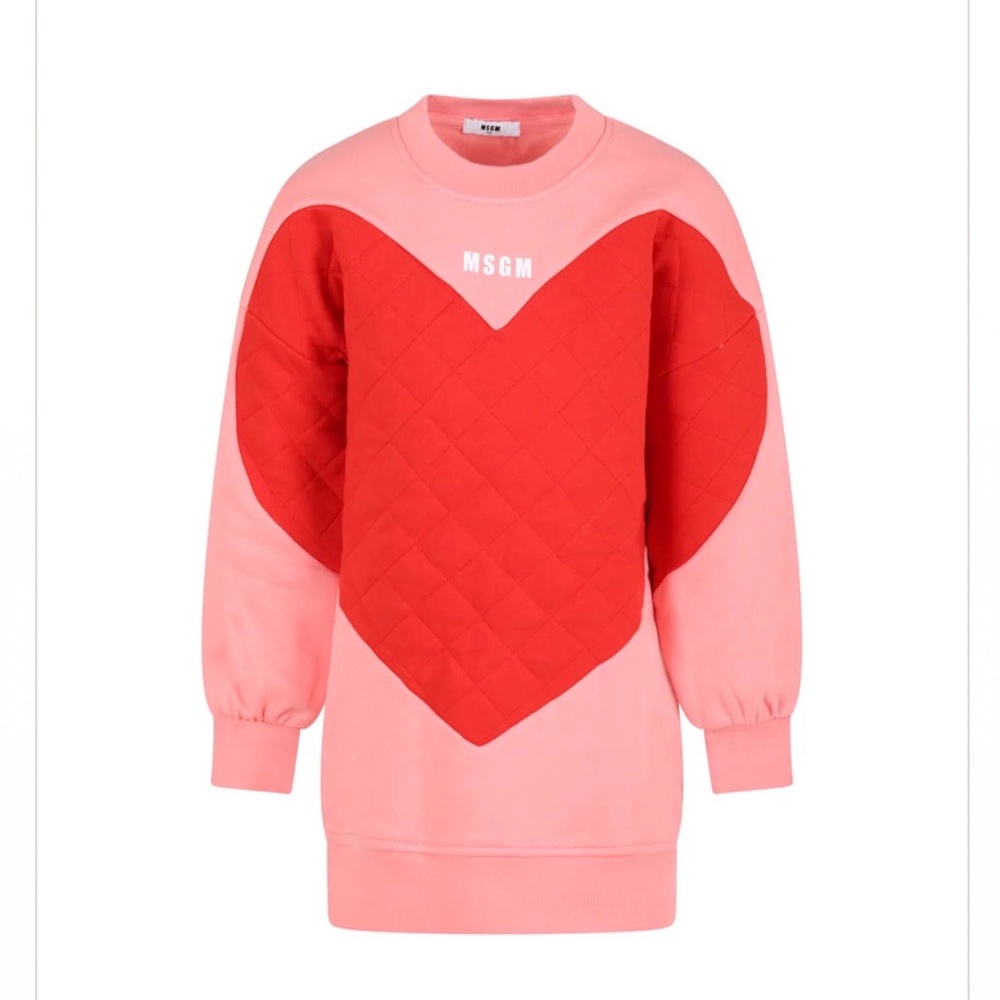 MSGM Red Heart Quilted Pink Sweatshirt size 4t girls